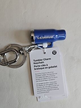 lululemon Blue Mini Tumbler Keychain with Silver Hardware